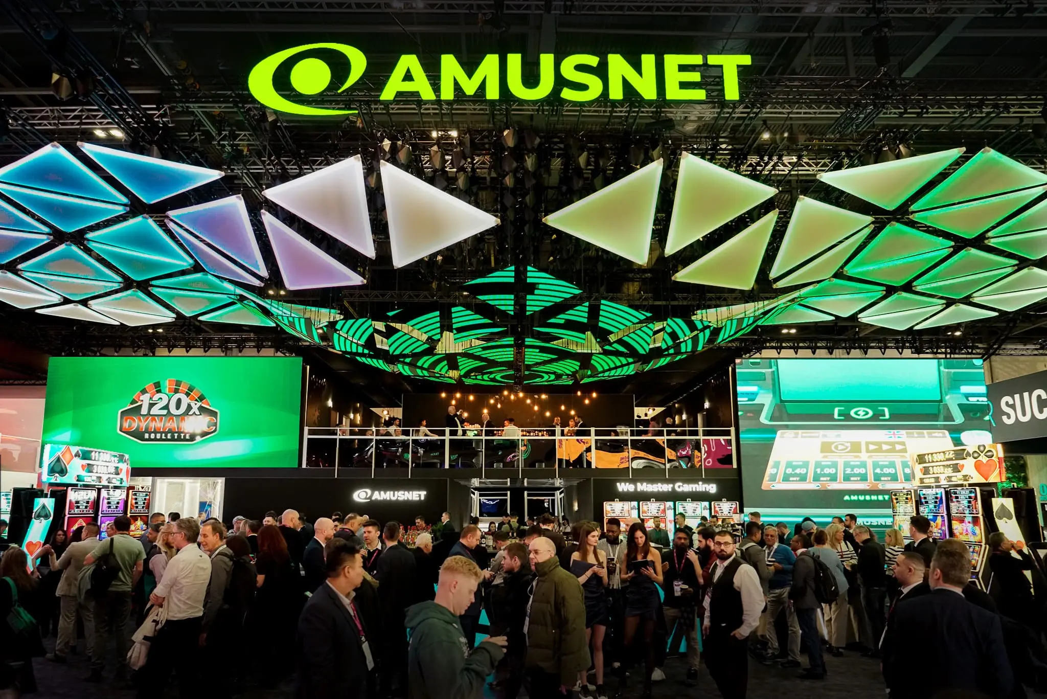 Amusnet booth at ICE London 2024